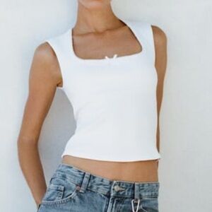 Zara lace trim bow top